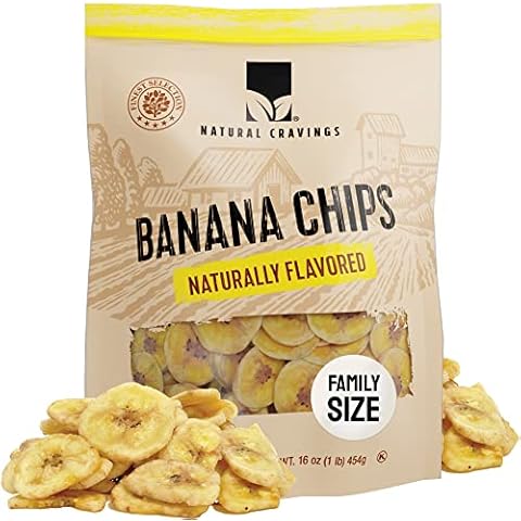 Healthy Banana Chips Dried Slices - Family Pack Bags of Dried Banana Chips Sweetened - Sweet Crispy Crunchy Snacks for Adults & Kids - Dehydrated Bananas Chip - 100% Dry Bananas Fruit Chips (Banana Chips 16 oz.) Cover