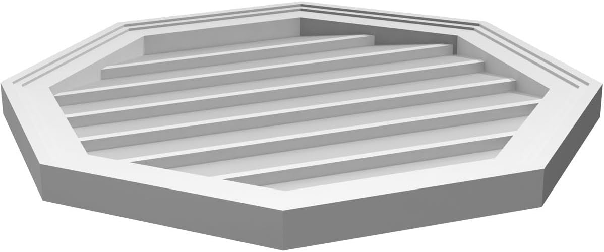 GVSOC24X2402SN Octagonal Brickmould Frame, Primed Tan Signature Series Surface Mount Gable Vents, 24-in. W x 24-in. H, Unfinished