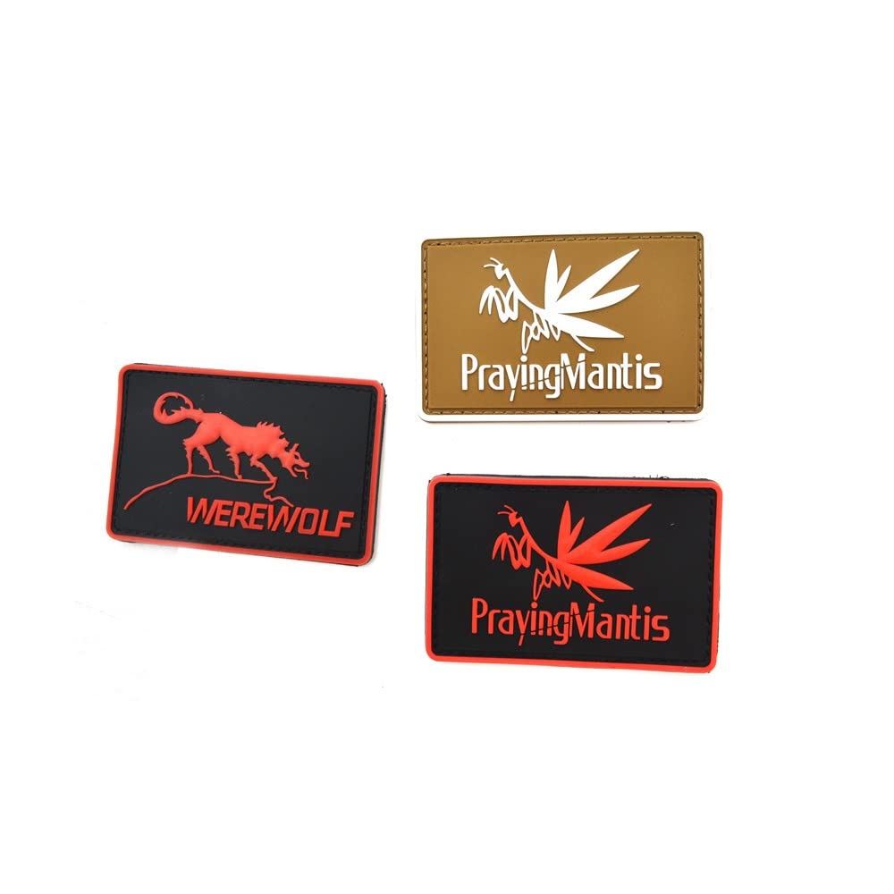 Praying Mantis Werewolf Patches Tactical PVC Patch Hook and Loop Rubber Armband Badge