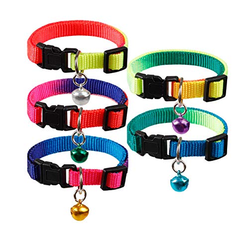 The DDS Store Rainbow Dog Cat Bell Collar Adjustable Outdoor Comfortable Pet Collars for Small Dogs Puppies Pets Collars-Pack of 2 (B07L6P3PCK) Amazon Price History, Amazon Price Tracker