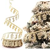 Christmas Ribbon for Christmas Tree, Golden Holiday Glitter Ribbon for Crafts Wreath 20 Yards