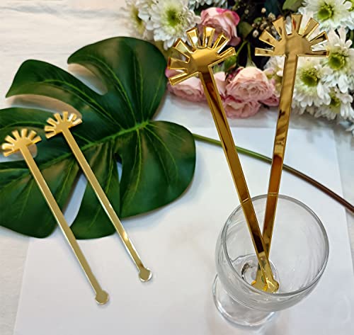 Pack of 20 Sun Drink Stirrers,Acrylic Sunshine Cocktail Stir Sticks for Party&Festival Decorations,Baby Theme Stirrers (Gold Mirror)