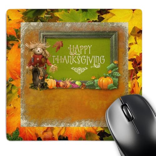 Tapis de souris Thanksgiving cadeau automne épouvantail et citrouilles