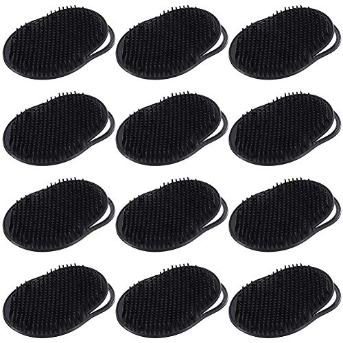 KINAKE 12pcs Palm Hair Brushes, Soft Portable Pocket Combs for Men, Black Scalp Massager Shampoo Hair Beard Brush Comb for Home Use Travel Office