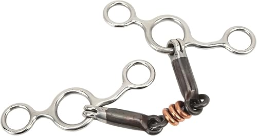 Miniatura 9 de TOPINCN Aparador de caballos Rodillo de cobre de acero inoxidable con boca articulada Snaffle Bit Horse Gag Ring Snaffle Latón 5.709 in Boquilla