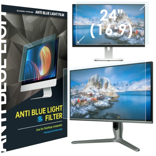 Image of LAMA Anti Blue Light Filter for 24 Inch Computer Wide Screen (16:9), 24" Blue Light Blocking Screen Protector (WxH:20.9"*11.73"), Anti-Blue Light/Anti-Glare/UV, Eye Protection, Reduce Eye Strain