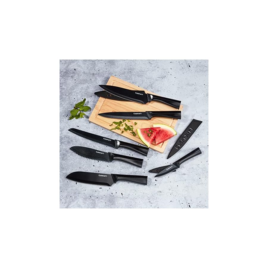 CUISINART Cutlery Knife Set, 12pc Metallic Cutlery Knife Set with Blade Guard , Lightweight, Stainless Steel, Durable & Dishwasher Safe, C55-12PMB,Black