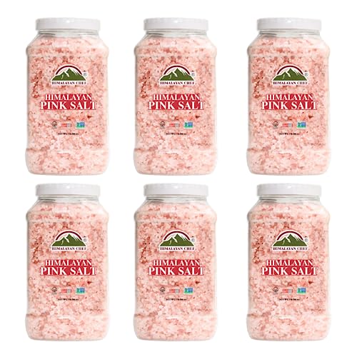 Himalayan Chef Pink Salt, Coarse- Ideal for Salt Grinders & Salt Mills, Rich Mineral Dense for Health, Kosher & Non-GMO Certified, 30 Pound Pack of 6