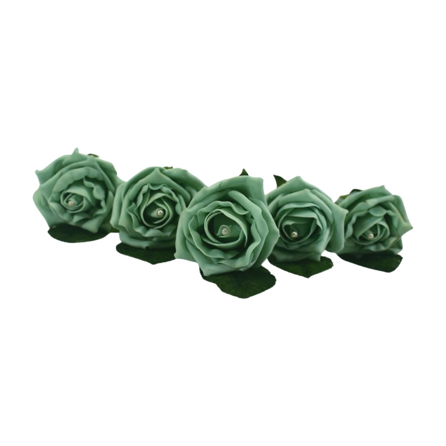 Shimmer-hj 20 Mint Handmade Rose Buttonholes with Pearl - Artificial Flower Boutonniere & Corsage for Weddings, Proms, Bride, Groom, Bridesmaid & Guests — image 1