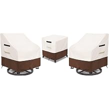 Patio Furniture Set Covers for 3 Piece Outdoor Bistro,Waterproof 100% Outdoor Furniture Cover for 2 Swivel Chairs and Coffee Table,Beige