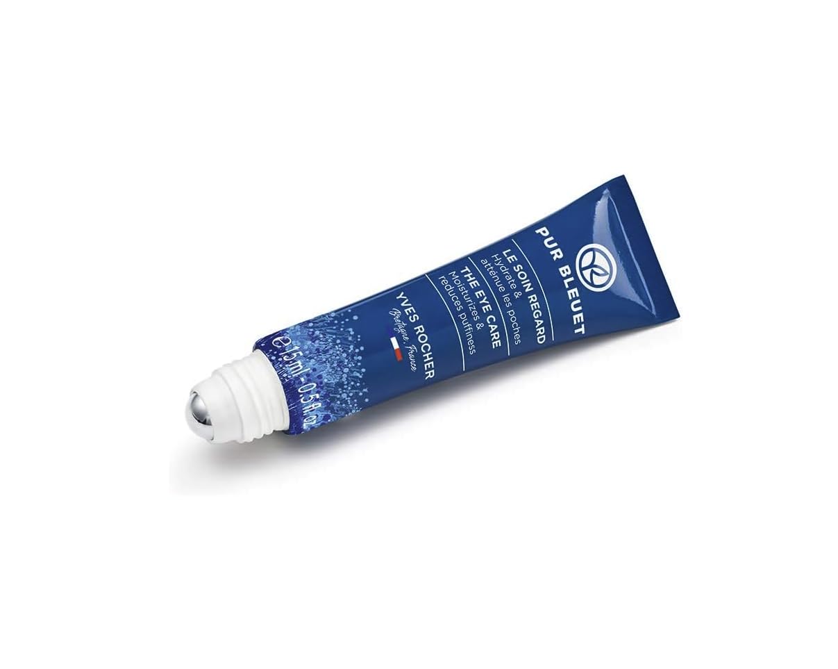 Yves Rocher Pur Bleuet Moisturizing and Toning Eye Contour Gel with Organic Cornflower – Refreshing Gel for Eye Area 15 ml/0.5 fl.oz