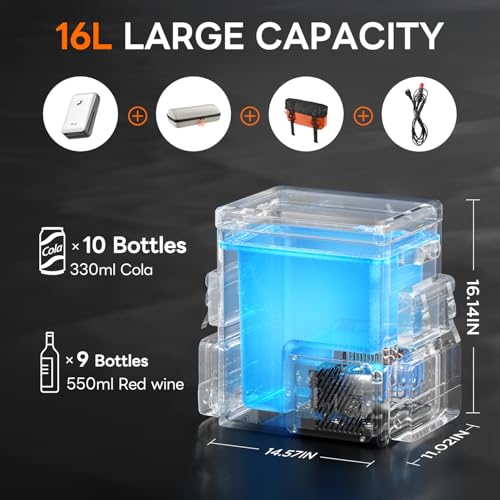 LiTHELi Electric Camping Cooler, Battery Powered 21QT Portable Fridge for Camping and Road Trips, Beige with 1 Battery