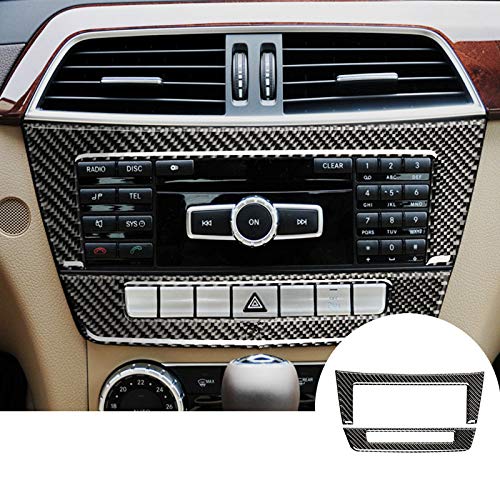 Carbon Fiber Center Console CD Panel Trim Cover 2pcs for Mercedes-Benz C Class W204 2011-2013