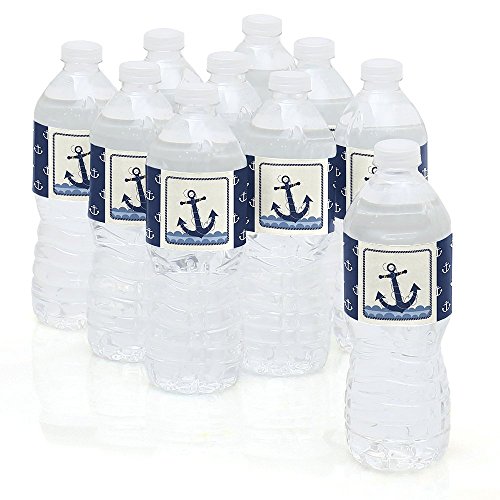 Ahoy - Nautical - Baby Shower or Birthday Party Water Bottle Sticker Labels - Set of 10