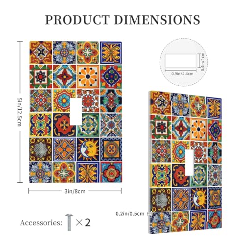 Mexican Talavera Tile Boho Colorful Floral Moroccan Ceramic Single Toggle Light Switch Covers Decorative 1 Gang Wall Plate Electrical Device Switchplate Dimmer Faceplate for Bathroom Decor - Image 6