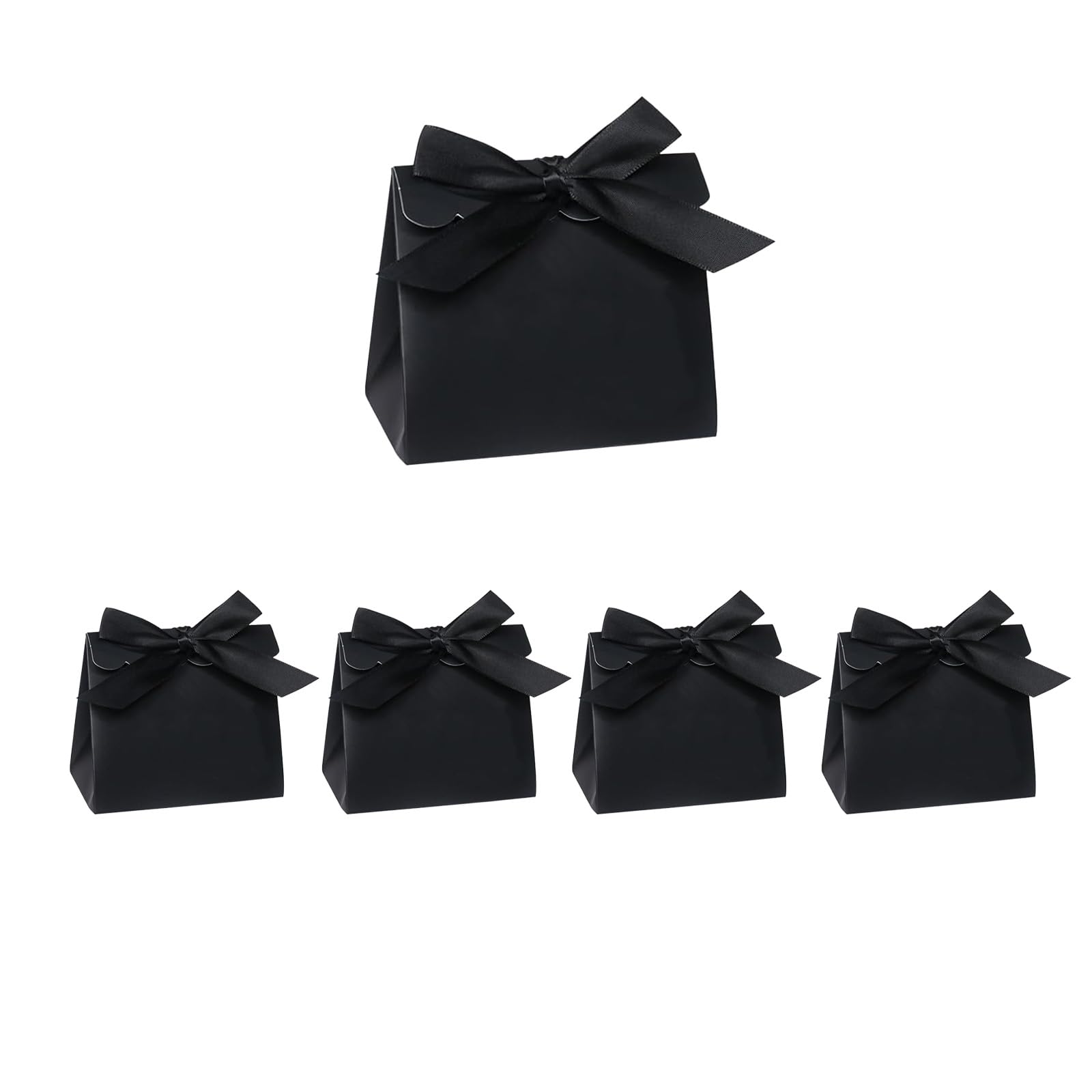 Hedayu Small Paper Gift Bags for Presents Party Favors, Black, 5 Pcs