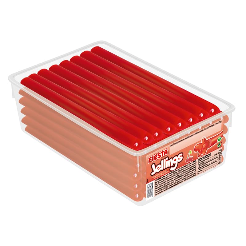 Regaliz Fiesta JELLINGS | Geles Dulces Relleno Blando | Pack 60 Unidades (Cereza)