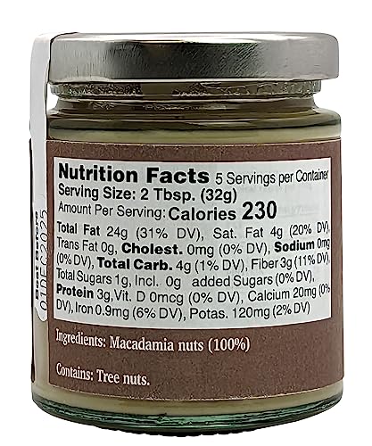 Nutural World - Smooth Macadamia Nut Butter 6 Oz (170g) / 100% pure single ingredient
