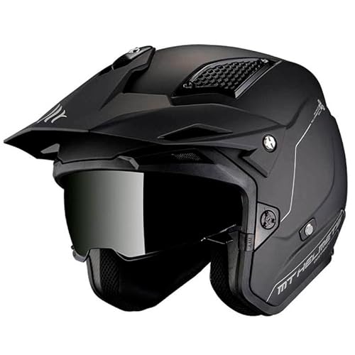 Casco MT District SV Solid Negro Mate | Casco de Moto Jet Trial | Helmets Unisex Hombre y Mujer (M)