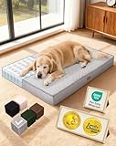 OhGeni Orthopedic Waterproof Dog Bed for Large Dogs, Machine-Washable Removable Cover in Easy-Clean Fabric, High Density Foam & Easy-Carry Handle, Suitable for Crate, 41 inch (Gray)