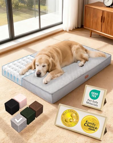 OhGeni Orthopedic Waterproof Dog Bed for Large Dogs, Machine-Washable Removable
