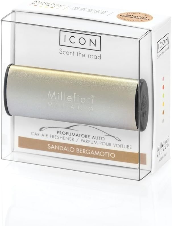 Millefiori Milano 16CAR56 Sandalo Bergamotto Car Air Freshener Icon, Metallic Mat