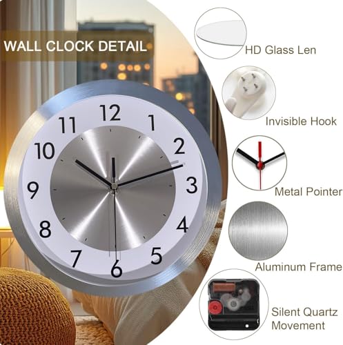 Modern Silent Non Ticking Wall Clock Battery Operated for Kitchen,12in - Image 2