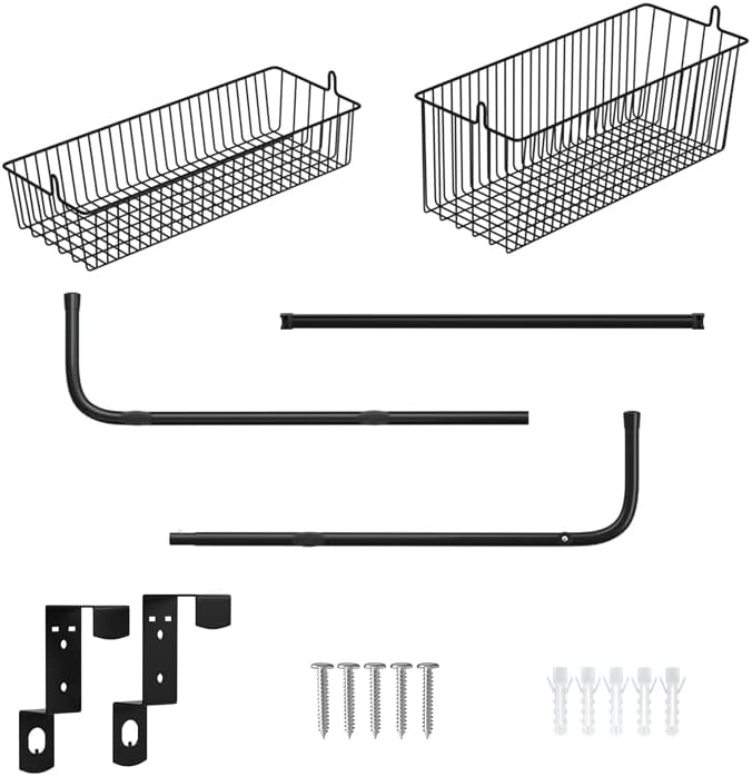 Miniatura 7 de Fancial Organizador sobre la puerta, organizador de metal, cestas de malla para colgar y montar en la pared de 3 capas, fácil de instalar, negro