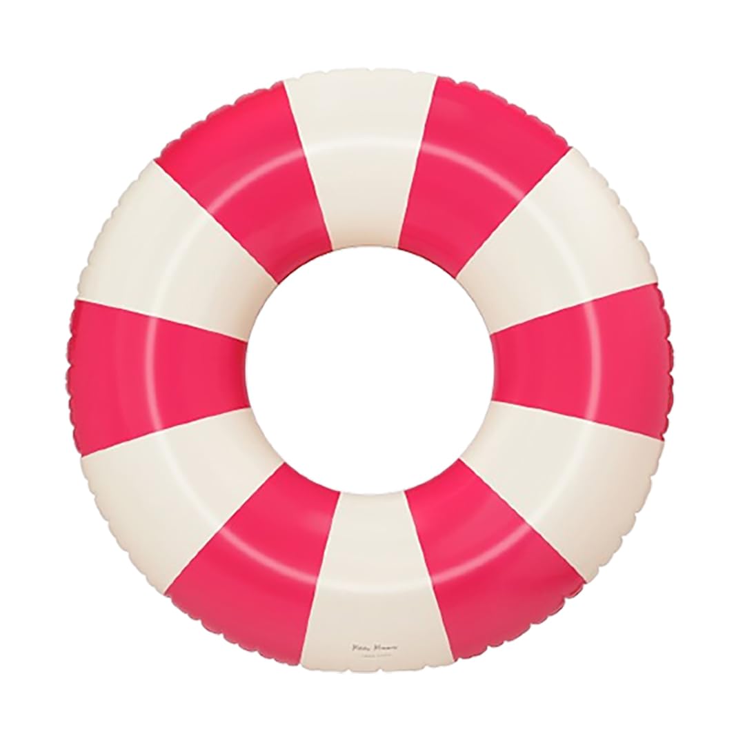 Petites-Pommes Pool Inflatables for Kids - Durable Inner Tube, Handprinted Classic Striped Design Pool Floats, Soft Comfort Seaming, Packable Floats for Travel, Bright Red, 35 inch — image 1