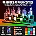 VEVOR LED Lighted Liquor Bottle Display, 3 Tiers 40 Inches, Supports USB, Illuminated Home Bar Shelf with RF Remote & App Control 7 Static Colors 1-4 H Timing, Acrylic Lighted Shelf for 30 Bottles