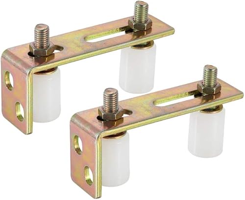 Skelang Rodillo guía de puerta deslizante con soporte de poste en L, doble rodillo de nailon ajustable para puertas correderas de 2-5/16 pulgadas de