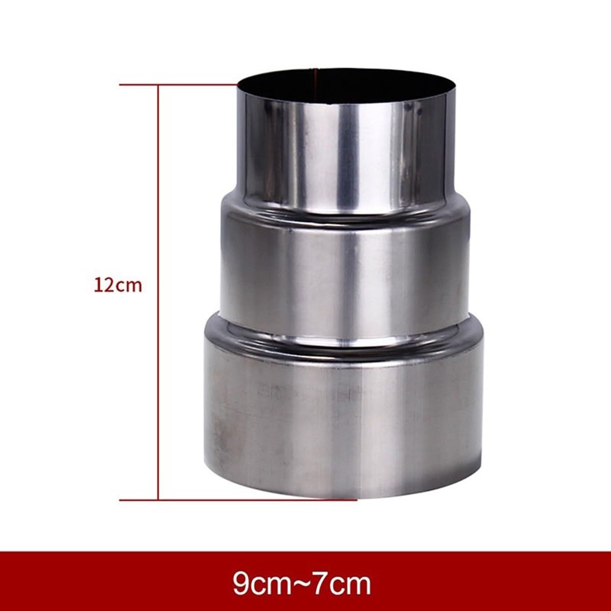 1 szt. Adapter kominowy przedłużenie rury redukcyjnej złącze redukcyjne przewodu kominowego ze stali nierdzewnej do pieca(9cm~7cm)