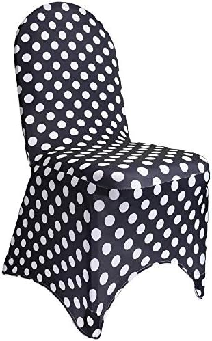 YOUR CHAIR COVERS - Stretch Spandex Banquet Chair Cover - Black and White Polka Dot, Wedding Slip Covers, Premium Quality Chair Cover