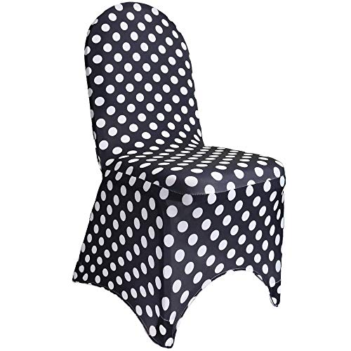 Your Chair Covers - Stretch Spandex Banquet Chair Cover - Black And White Polka Dot, Wedding Slip Covers, Premium Quality Chair Cover #TOP8