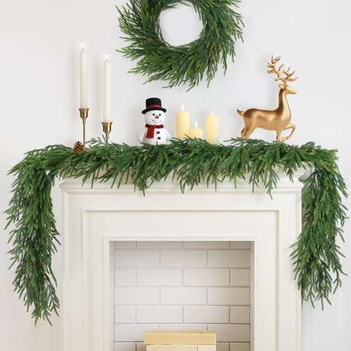 TOWPONICS 2Pcs 6FT Christmas Garland, Norfolk Pine Garland for Mantle Decor - image 5
