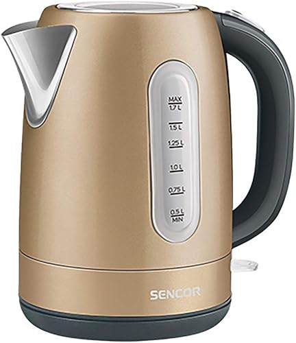 Sencor SWK1772CH - Tetera eléctrica de acero inoxidable de 1,7 L, 1500 W, hervidor de té eléctrico y verter sobre el café con tapa de bloqueo de