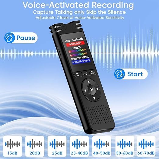 Image of Sounce 4GB Voice Recorder Device with AI Noise Reduction Mp3 Player with Earphones One Click Recording Upto 15 Hours Built in Mic Compact Portable Digital Audio Recorder for Daily Use (Blue)