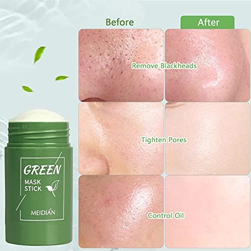 Fenshine 2 Pack Green Tea Purifying Clay Stick Mask, Green Tea Cleansing Mask Blackhead Remover, Face Moisturizes Oil Control Deep Clean Pore for Women Men All Skin Types