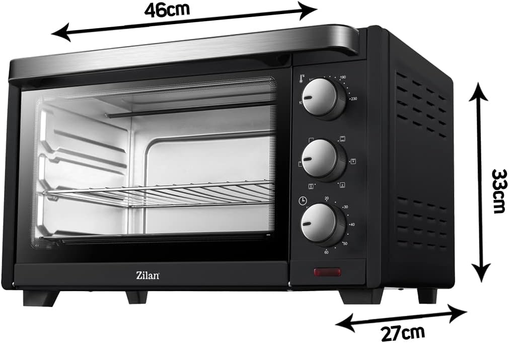 zilan z şekil Zilan, Forno elettrico a convezione, con lampada interna, doppia protezione in vetro, 19 litri