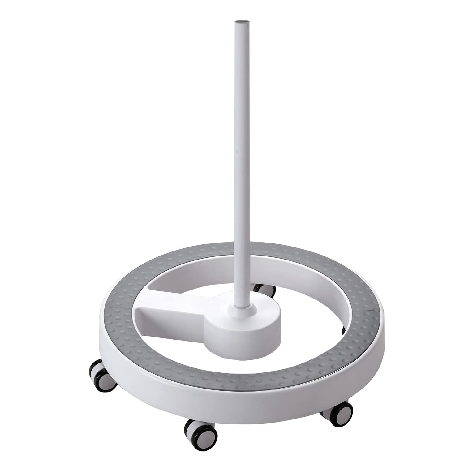 Lumeno Rollstativ/Ständer 6159GR /6159GN /6159SW mit grauem oder grünem Fußring für Lupenleuchten, Arbeitsplatzlampen, Kosmetikleuchten, Leuchtlupen, passend Serie 721X/821X/851X grau
