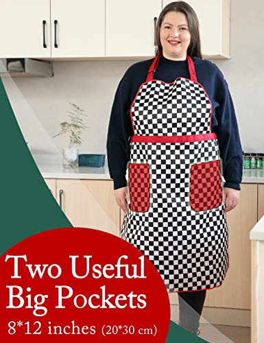 Apronner Cotton Linen Baking Plus Size Aprons For Women With Pockets Kitchen Cooking Retro Gingham #TOP2