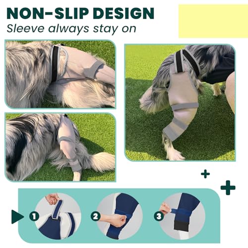 Image of Dog Rear Leg Sleeve to Stop Licking, Hind Leg Protector After TPLO Recovery, ACL Surgery, Wounds or Skin Issues, Soft Breathable Comfortable Cover for Large Medium Small Dogs, 2XL,Right,
