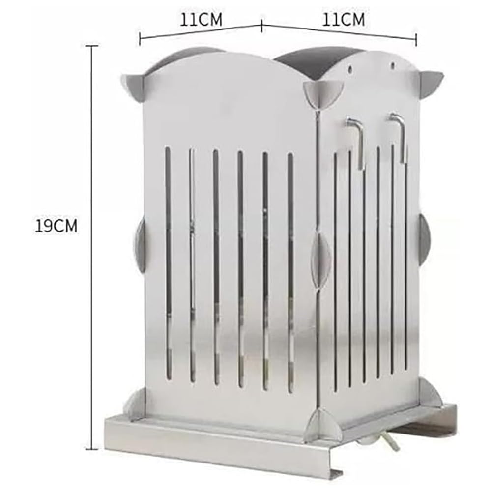 Scatola for kebab, 49 fori for barbecue, shish kebab con 100 bastoncini, spiedini di carne con larghezza 1,5 cm, lunghezza regolabile 4 ~ 10 cm, for cucina, barbecue, campeggio, spiedini for grigliate