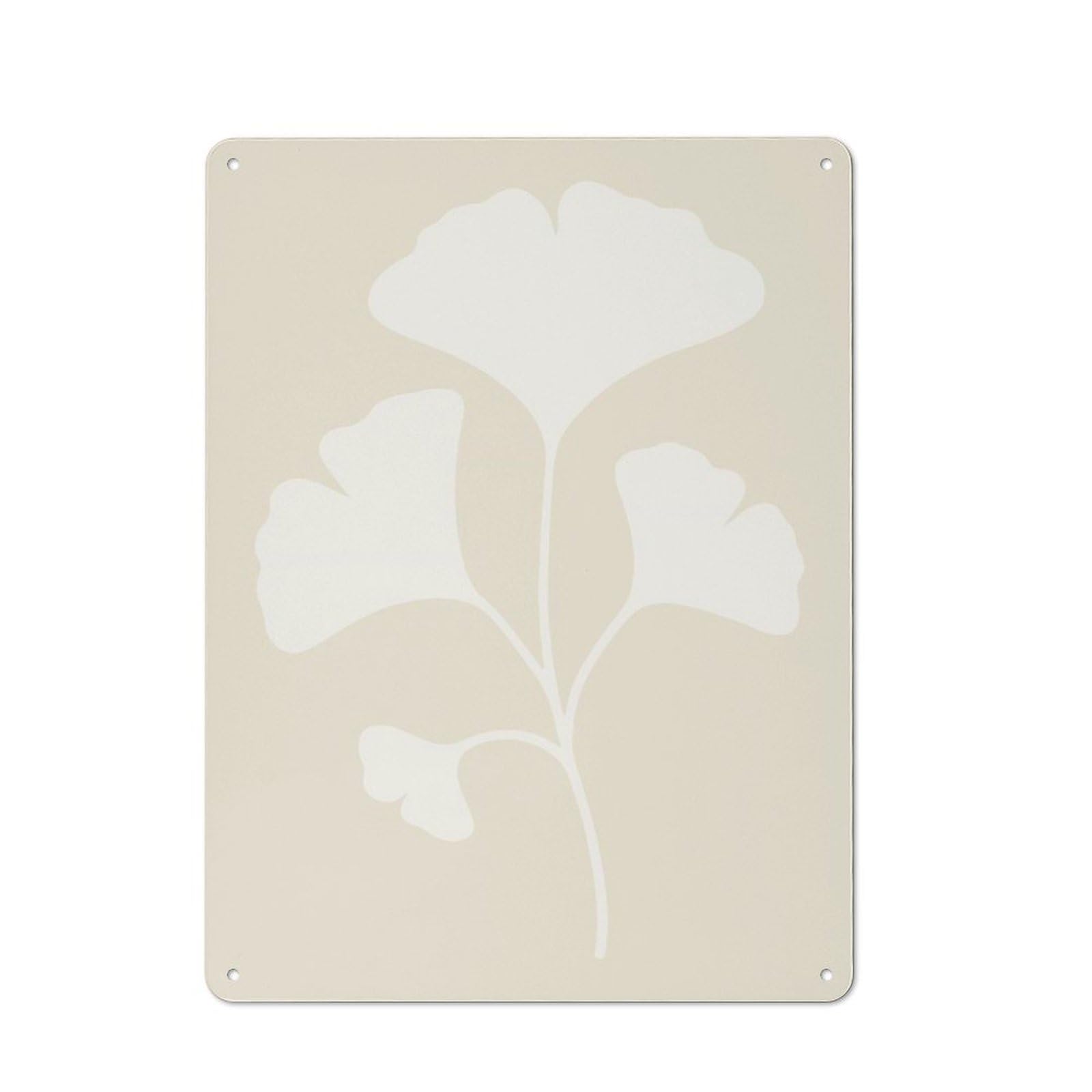 Junmoney Style-10 Ginkgo Biloba Leaf Illustration Retro Metal Wall Decor 40X30cm, Decorative Tin Plaque For Bar, Kitchen, Garage Or Games Room