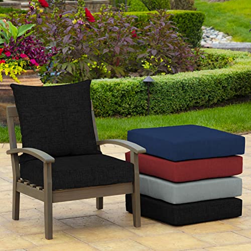 Image of Arden Outdoor Deep Seat Cushion Set (2-Pack), 24 in x 24 in, Weather-Proof, Rain-Proof, Fade Resistant Patio Cushion for Chair, Sofa, and Couch Black Leala