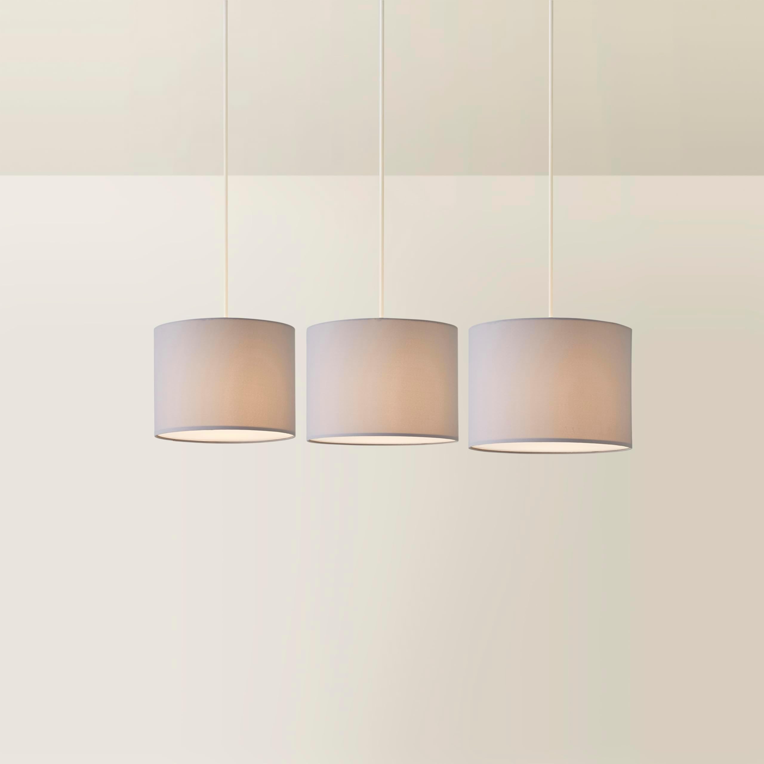 MiniSun | Nesting Fabric Ceiling Light Shades in Grey | Lamp Shades, Home Décor & Improvement Essential | Pack of 3 [S/M/L] | 30cm Shade Width | 30, 28 & 26cm Depth | 22, 21 & 20cm Height