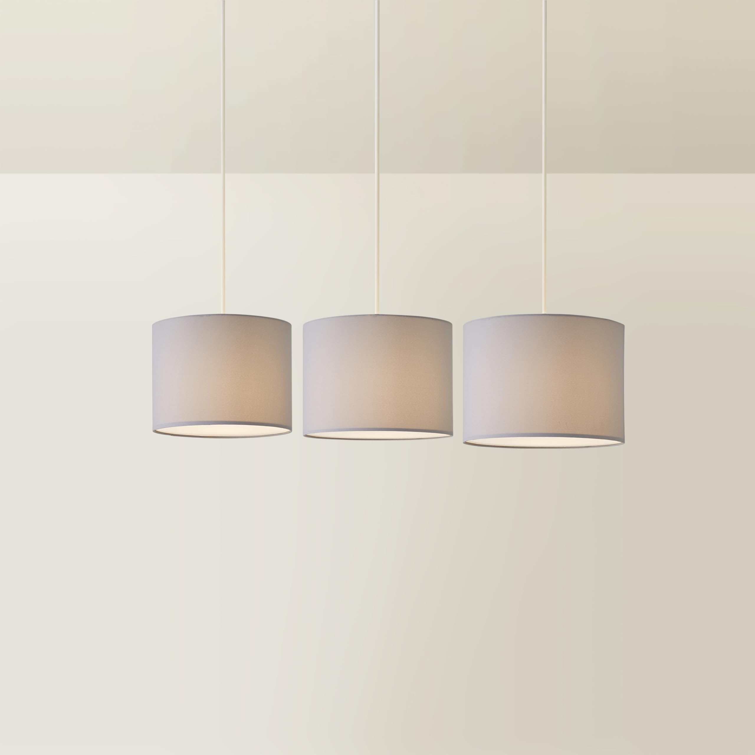 MiniSun | Modern Grey Drum Ceiling Light Shades with Diffusers | Pendant Lights, Home Décor & Improvement Essential | Pack of 3 | 30cm Shade Width