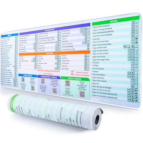 Tapis de souris Excel Mac 31.5"x11.8" avec raccourcis bureautiques