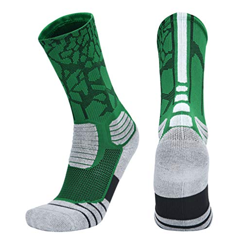 LIOOBO Calcetines de Baloncesto de élite Calcetines de fútbol atlético Calcetines de Boxeo Antideslizantes Calcetines Deportivos para Hombres (Verde 43-46)
