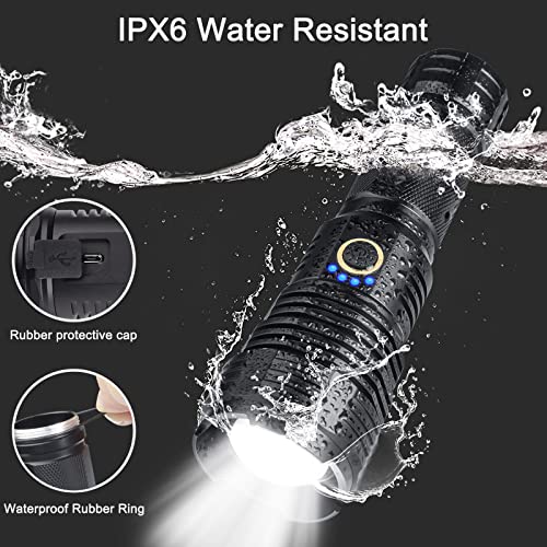 Bengmxj Rechargeable Led Flashlights, 90000 High Lumens Flashlight, Xhp70 Tactical Flashlight With Zoomable, 5 Modes, Super Bright Waterproof Flashlights For Emergencies, Camping, Hiking #TOP3